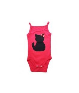 Body rosu de fetita, cu pisica neagra, 0-9 luni, 28650