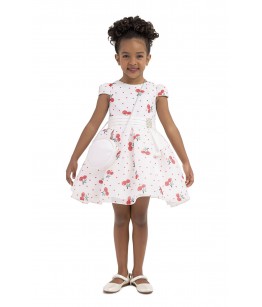 Rochie cu imprimeu cirese rosii fete, 2-6 ani, Pamina, 30826
