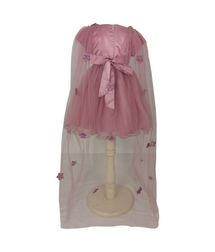 Rochita pentru fetite, Tiana Pink, cu voal, 2-5 ani, 92-110 cm