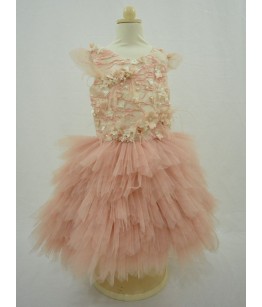 Rochita pentru fetite, Isadora Pink, roz pudra, tulle, 1-5 ani, 80-110 cm
