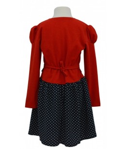Rochie pentru fete, Christine, roșu-negru, bumbac, 3-8 ani, 98-128 cm