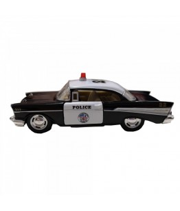 Masinuta de politie Chevrolet Bel Air (1957), alb/negru, die-cast, 12.7 cm