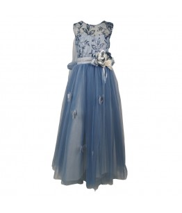 Rochie pentru fete, lunga, ocazie, Alexandrina, tulle si tafta bleu deschis, 11-15 ani, 146-170 cm